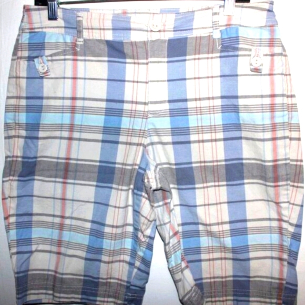 St. John's Bay Plaid Bermuda Shorts 12 Pre-Owned Coastal Grandma Stretch Casual - Picture 5 of 7